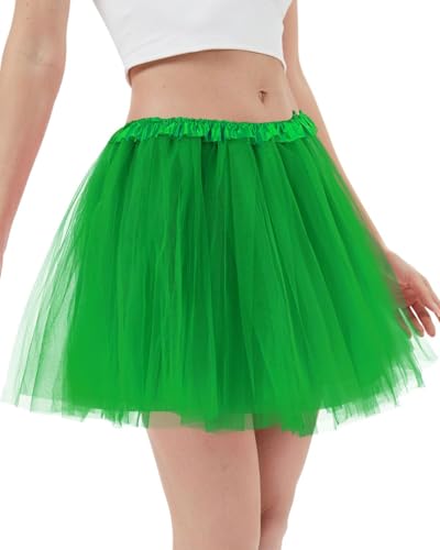 TPZORJX Tüllrock Damen Tutu Klassisch Elastisch 3 Lagig Tüll Tüllrock Rot 80er Rock Tütü Dirndl Damen Kurz Teen Dance Dress Up Party Zubehör Ballett Rot Tanzkleidung Ballettkleidung 80er - Grün von TPZORJX