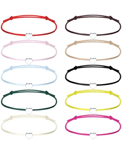 TPZORJX Herz Freundschaftsarmband, 10 Stück, Armband für Frauen und Mädchen, Größenverstellbar von TPZORJX