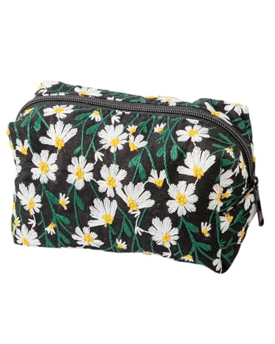 TPZORJX kosmetiktasche，kosmetiktasche damen,make up bag,Kosmetiktasche Klein Make up Tasche Damen Mädchen Schminktasche Organizer für Reise Geschenk,Daisy Kosmetiktasche von TPZORJX