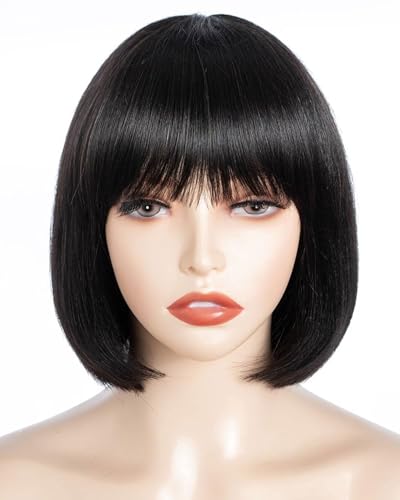 TPZORJX perücke,perücke schwarz kurz,faschingsperücken,Gerade Kurze Perücke,Schwarz Perücke Kurz Gerade Perücke für Unisex Karikatur Cosplay Halloween Karneval Fasching Motto oder Party(Schwarz) von TPZORJX