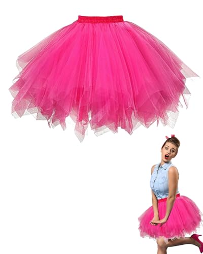 TPZORJX tütü,pinker rock,tütü damen,tüllrock pinker,Damen Tüllrock 50er Rock Retro Tanzrock Kurz Ballett tütü Rockabilly Petticoat Gelegenheit Zubehör Rockabilly Jahre Retro Tutu Cosplay Crinolin von TPZORJX
