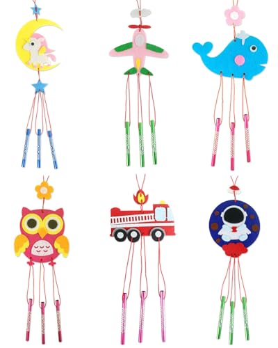 TPZORJX windspiel bastelset,6 Stück Raketen Windspiel Bastelset Kinder Holz Klangspiel Basteln Bastelhandwerk zum Bemalen Rocket Kreativsets für Mädchen Junge bastelideen kindergeburtstag von TPZORJX