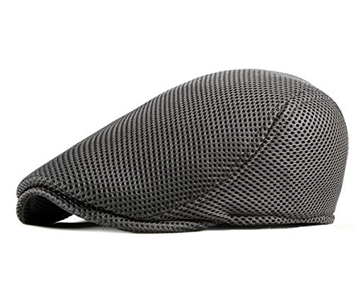 TQC Schirmmützen Herren Sommer Mesh Barett Cap Schiebermütze Flatcap Kappe (Grau) von TQC