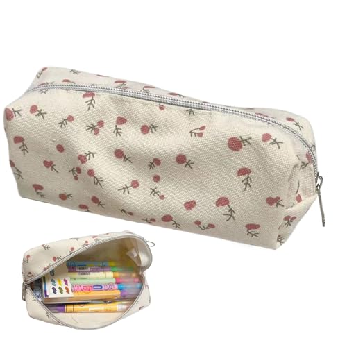TQEBWUS 19x7x7cm Federmäppchen Pencil Case Mit Reißverschlusstasche, Leinwand Kosmetiktasche,Große Kapazität Mäppchen Aesthetic Federmappe, Make Up Tasche Für Damen von TQEBWUS