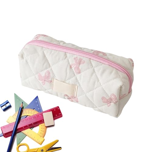 TQEBWUS 20x8x8cm Polyester Stifthalter Mit Bogenmuster, Ästhetischer Bleistiftbeutel, Ästhetisches Und Elegantes Federmäppchen, Kosmetik Aufbewahrungstasche Für Mädchen Und Senioren von TQEBWUS