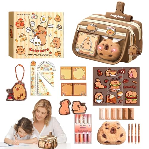 TQEBWUS Capybara Federmäppchen, Capybara Large Capacity Pencil Pouch, Mehrschichtiges Transparentes Federmäppchen, Capybara Durchsichtiges Federmäppchen Mit Aufklebern, Abnehmbares Federmäppchen TQEBWUS Capybara Federmäppchen, Capybara Large Capacity Pencil Pouch, Mehrschichtiges Transparentes Federmäppchen, Capybara Durchsichtiges Federmäppchen Mit Aufklebern, Abnehmbares Federmäppchen von TQEBWUS