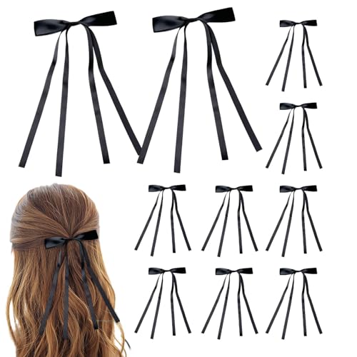 TQEBWUS Damen Schleifenclip, Schleifenclip für Haare - 10 Stück Schleifen-Clips, Band-Haarspangen,Rutschfeste lange Satin-Haarschleife, eleganter Haarschmuck für Mädchen von TQEBWUS