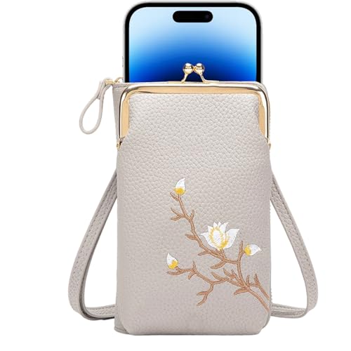 TQEBWUS Damen Umhängetasche Schultertasche - PU Leder Bestickte Tasche Damen - Kleine Geldbörse Mit Schulterriemen Für Fitness Jugendliche Wandern Reisen Pass von TQEBWUS