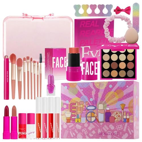 TQEBWUS Make-up-Sets Für Damen | 26 Stück Pinsel Lidschatten Lipgloss Kosmetik - Wasserdichtes Kosmetik Set Für Reisen Theater Hochzeit Fotoshooting Bühne von TQEBWUS