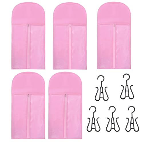 TQEBWUS Perücken-Aufbewahrungstaschen, Perücken-Aufbewahrungstaschen mit Aufhänger - 5-teiliges staubdichtes Haarverlängerungshalter-Perücken-Organizer-Set - Durchsichtiges Vlies-Perücken-Reiseetui, von TQEBWUS