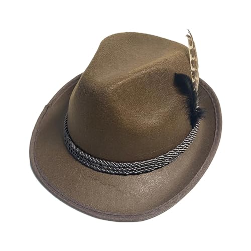 TQEBWUS Retro Bayern Trachtenhut Mit Feder - 30x26x14cm Trachtenhut Oktoberfest Hut Mit Feder, German Alpine Hats Bayerischer Hut Jägerhut, Bavaria Hat Herrentrachtenhut Trachten FIlzhut Lodenhut von TQEBWUS