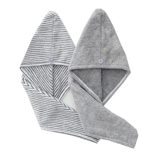 Haartuch Turban, 2 Stück Mikrofaser Handtuch Haare Turban, Haarturban, Turban Handtuch mit Knop, Saugfähig mit Knopf Schnelltrocknendes für Damen Kinder, mit Knopfdesign zum Trocknen der Haare von TQPUWT