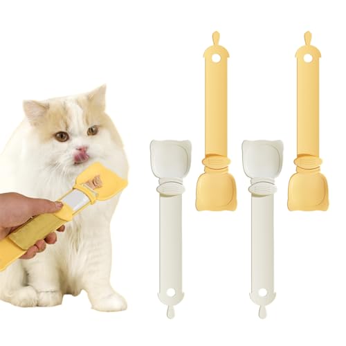 Katzenfutter löffel, 4 Stück Löffel für Katzen-Leckerli, Niedlich Katzenstreifen-Futterlöffel, PlastikKatzen-Leckerli-Spenderlöffel, Katzen Feed Strip Squeeze Löffel, für Katzenstreifen von TQPUWT