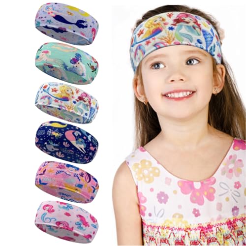 Mädchen Einhorband, 6 Stück Stirnband Mädchen Kinder Einhörner Haarband Elastisches Kopfband Breite Haarreif Haarschmuck Kopfschmuck für Schule Sport Freizeit, Stirnband Mädchen Kinder von TQPUWT