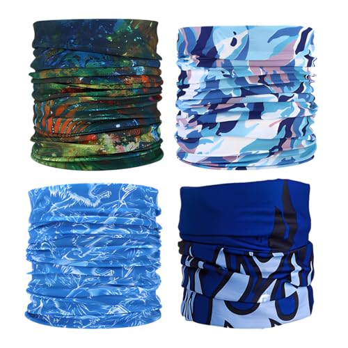 Motorrad Multifunktionstuch, 4 Stück Nahtlose Bandanas Multifunktionstuch Schal, Elastiche Multifunktion Stirnband Gaiter Balaclava, Schlauchtuch, Sport Halstuch, für Motorradfahren von TQPUWT