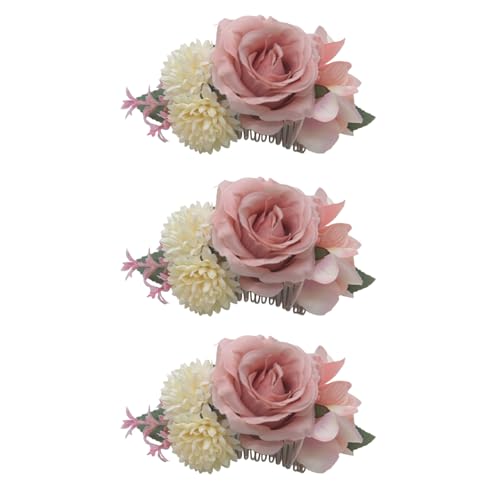 3 x Braut-Kopfschmuck, Brautblumen-Haarnadeln, Brautjungfern, Haarspangen, künstliche Blumen, Seitenkämme, Schiebe-Haarspangen von TQUXNGA
