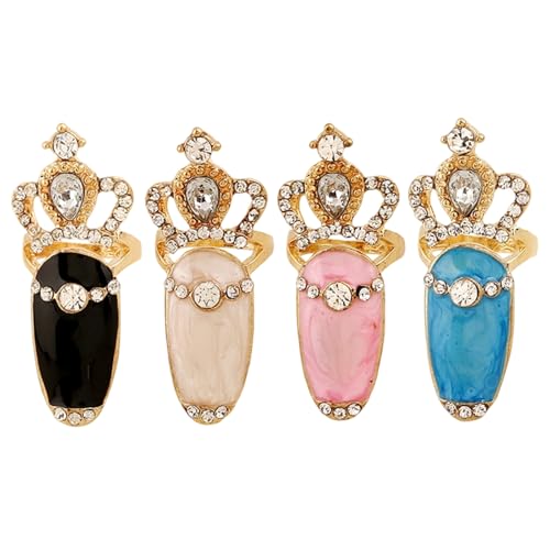 4 Stück Gothic Punk Styles Nägel Kralle Ringe mit Strass für Cosplay Partys und tägliche Gothic Accessoires Punk Klauenringe von TQUXNGA