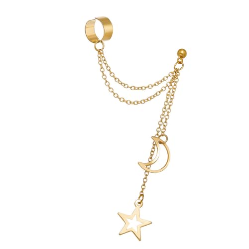Handgefertigte Doppel-Clip-Ohrringe, Mond-Stern-Legierung, stilvoll, geometrisch, baumelnd, Schmuckzubehör für Damen und Mädchen, stilvoller Ohrbügel-Schmuck für Frauen, Einheitsgröße, Wie beschrieben von TQUXNGA