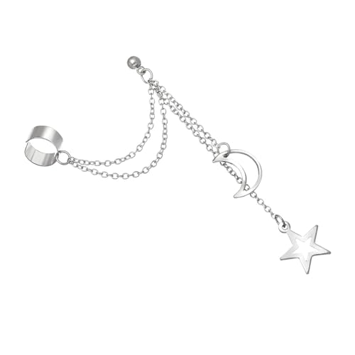 Handgefertigte Doppel-Clip-Ohrringe, Mond-Stern-Legierung, stilvoll, geometrisch, baumelnd, Schmuckzubehör für Damen und Mädchen, stilvoller Ohrbügel-Schmuck für Frauen, Einheitsgröße, Wie beschrieben von TQUXNGA