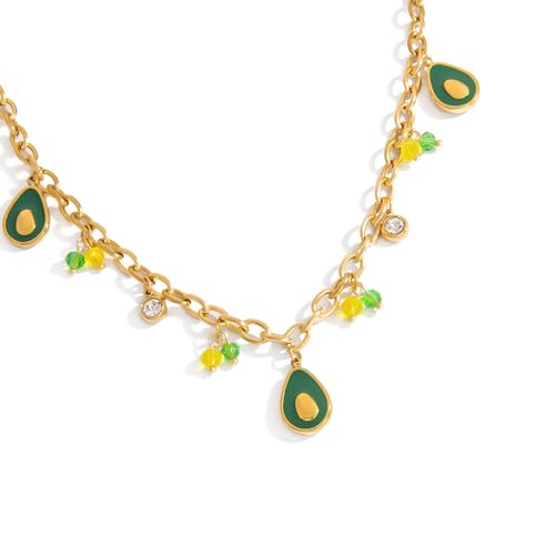 TQUXNGA Bunte Halskette mit süßem Obstmotiv, verstellbare Halskette, handgefertigter Pullover-Kette, Modeschmuck, Accessoire für Damen, Outdoor-Party-Schmuck, Einheitsgröße, Wie beschrieben, Wie von TQUXNGA