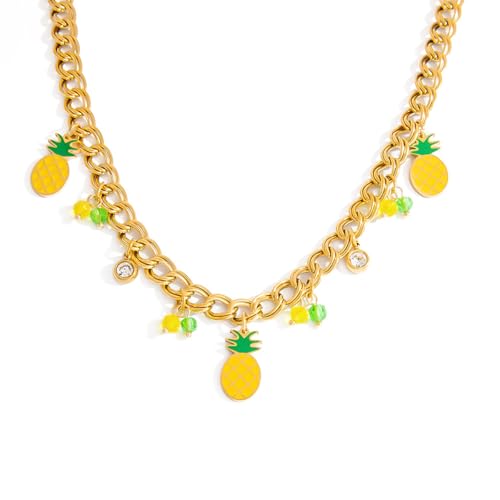TQUXNGA Bunte Halskette mit süßem Obstmotiv, verstellbare Halskette, handgefertigter Pullover-Kette, Modeschmuck, Accessoire für Damen, Outdoor-Party-Schmuck, Einheitsgröße, Wie beschrieben, Wie von TQUXNGA
