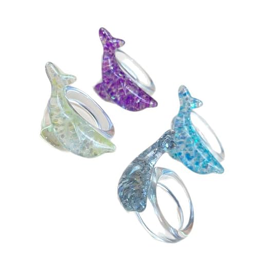 TQUXNGA Delfinringe aus Kunstharz mit schimmernden Pailletten, lässiges, elegantes Design, Accessoires für den Alltag und Strandausflüge, trendig inspiriert von TQUXNGA