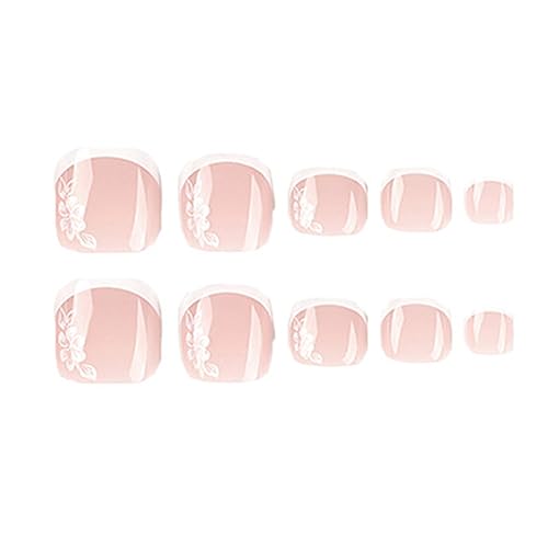 TQUXNGA French False Toenails Press On Toenails White Artificial Toenails Full Cover Toe Nails Manicure Art Decoration for Women von TQUXNGA