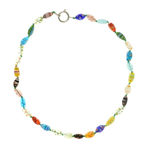 TQUXNGA Handgefertigte Millefioris-Glasperlen-Halskette, italienisches Schmuck-Accessoire für Frauen, elegantes weibliches Opal-Perlenzubehör, italienische Halskette aus geblasenem Glas mit Zertifikat TQUXNGA Handgefertigte Millefioris-Glasperlen-Halskette, italienisches Schmuck-Accessoire für Frauen, elegantes weibliches Opal-Perlenzubehör, italienische Halskette aus geblasenem Glas mit Zertifikat von TQUXNGA