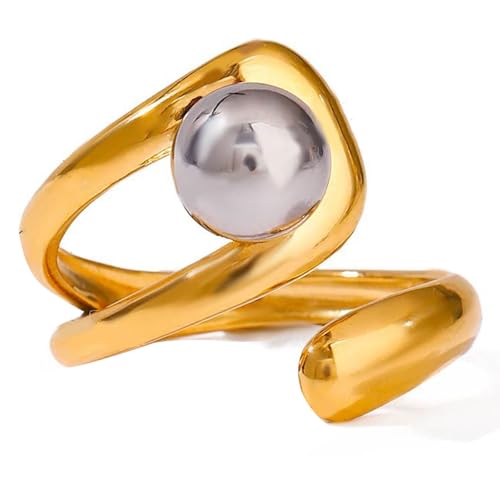 TQUXNGA Moderner asymmetrischer Schlaufenschmuck, Edelstahlringe, einfache Wartung und vielseitiges Styling, Fingerzubehör, zeitgenössisch, durchbrochen, Einheitsgröße, Wie beschrieben, Wie von TQUXNGA