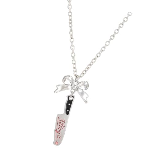 TQUXNGA Mysterious Bowknot Cutter Halskette Ohrringe Elegant Anhänger für Frauen Stabile Legierung Gothic Mode Accessoire Alltag Gothic Layering, Einheitsgröße, Wie beschrieben, Wie beschrieben von TQUXNGA