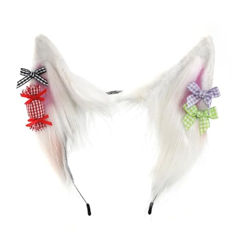 TQUXNGA Punk Anime Hairhoop Plüsch Wolf Ohren Stirnband Cosplay Kostüm Halloween Party Kopfschmuck Frauen ComicShow Kopfbedeckung von TQUXNGA