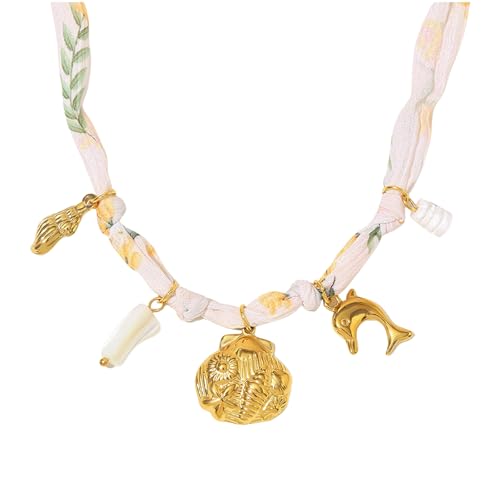 TQUXNGA Stilvolle Muschel-Halskette, trendiger Strandschmuck, Edelstahl-Schlüsselbeinkette für Freizeit und Party, leichter Schmuck für Damen, Einheitsgröße, Wie beschrieben, Wie beschrieben von TQUXNGA