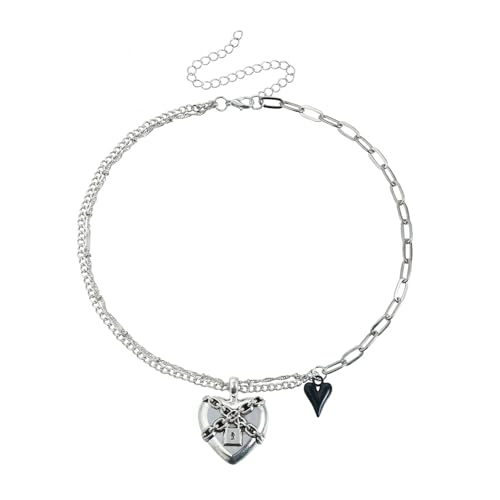 TQUXNGA Stilvolle herzförmige Schlüsselbein-Halskette für Frauen, trendiger Liebesanhänger-Schmuck mit stabilen Legierungsdesigns für das tägliche Outfit, Legierung, Herz-Anhänger von TQUXNGA