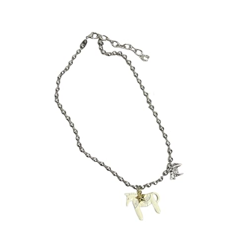 TQUXNGA Sweet Blogger empfohlene Pony-Halskette, bequeme Legierung, Schmuck, beliebter Influencer, inspiriert für den täglichen Gebrauch, beliebte Influencer-inspirierte, Einheitsgröße, Wie von TQUXNGA
