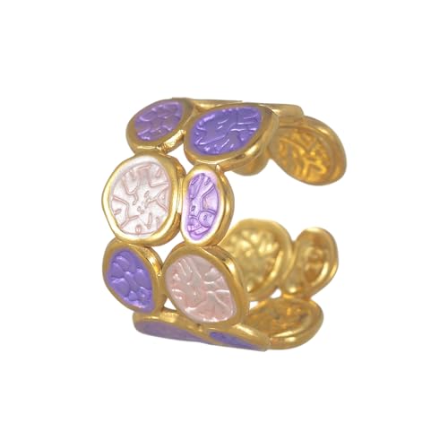 TQUXNGA Verstellbare, doppellagige Edelstahlringe, einzigartige unregelmäßige Kreise, Designs für Frauen, Modeschmuck, glänzendes Finish, unregelmäßiges Design, Einheitsgröße, Wie beschrieben, Wie von TQUXNGA