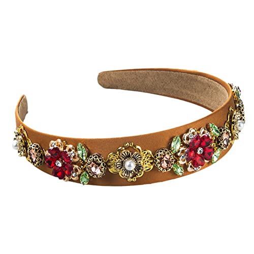 Barock Buntglas Diamant Blumen Stirnband Damen Strass Haarband Haarband Mädchen Kopfbedeckung(C) von TQVLNMCR