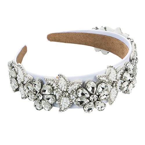 Barock glänzende Kristallblume Temperament Schmuck Stirnband Haarschmuck for Frauen(White) von TQVLNMCR