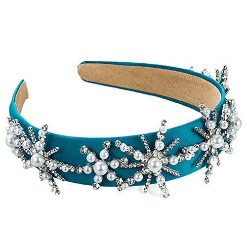 Funkelnd gepolsterte Haarbänder mit Strasssteinen, Kristall-Stirnbänder for Mädchen, Satin-Haarreifen FG171-Rosy(FG171-Blue) von TQVLNMCR