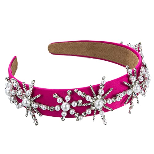 Funkelnd gepolsterte Haarbänder mit Strasssteinen, Kristall-Stirnbänder for Mädchen, Satin-Haarreifen FG171-Rosy(FG171-Rosy) von TQVLNMCR