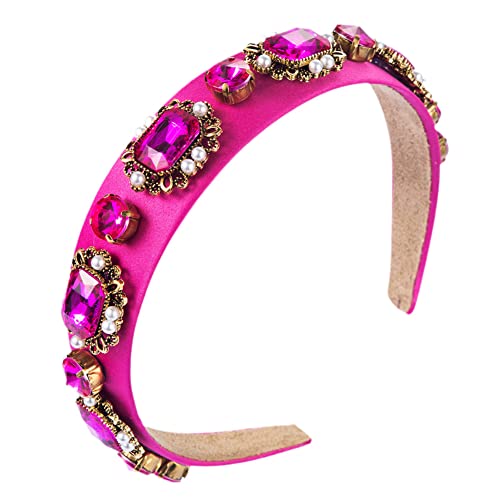 Funkelnd gepolsterte Haarbänder mit Strasssteinen, Kristall-Stirnbänder for Mädchen, Satin-Haarreifen FG171-Rosy(FG269-Rosy) von TQVLNMCR