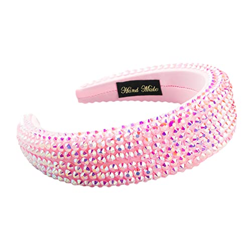 Kristall Barock Haarband Gepolsterte Strass Prinzessin Stirnband Frauen Kopfschmuck Haarschmuck(Pink2) von TQVLNMCR