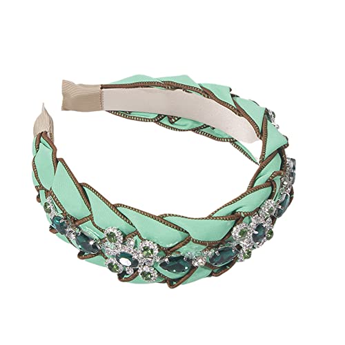 Lünette Haarbänder Frauen Breiter Geflochtener Haarreifen Mädchen Kristall Stirnbänder Kopfbedeckung Haarschmuck(B) von TQVLNMCR