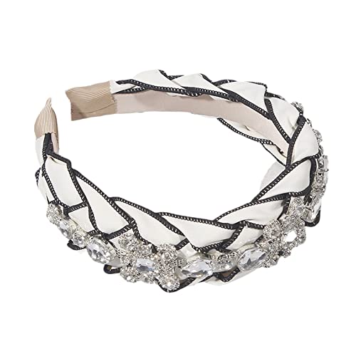 Lünette Haarbänder Frauen Breiter Geflochtener Haarreifen Mädchen Kristall Stirnbänder Kopfbedeckung Haarschmuck(D) von TQVLNMCR