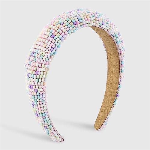 Regenbogenperlen gepolsterte Stirnbänder Haarschmuck for Frauen Haarband Schmuck Perlen Kopf Hoop(K) von TQVLNMCR