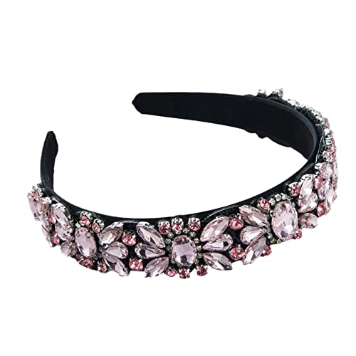 Retro Damen breiter Haarreifen Strass Damen Stirnband Haarschmuck Haarband(B) von TQVLNMCR