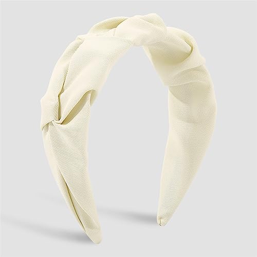 Soild Farbe Falten Stirnbänder for Frauen Erwachsene Kopfschmuck Breite Krempe Kopf Hoop Haar Zubehör Schmuck(White) von TQVLNMCR