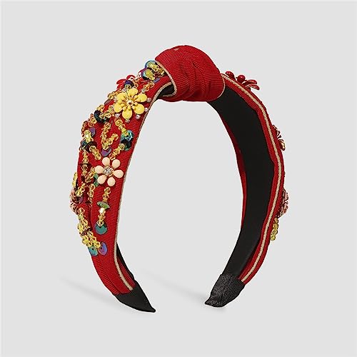 Strass Perle Pailletten Blume Geometrische Perlen Haarschmuck Kristall Stirnband Haarschmuck for Frauen(B) von TQVLNMCR