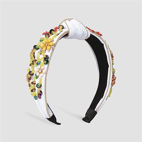 Strass Perle Pailletten Blume Geometrische Perlen Haarschmuck Kristall Stirnband Haarschmuck for Frauen(C) von TQVLNMCR