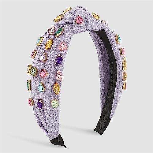 Waffelstrick Kristall Top Knoten Stirnband voller bunter Strass Haarbänder Tiara Haarschmuck for Frauen Erwachsene(B) von TQVLNMCR