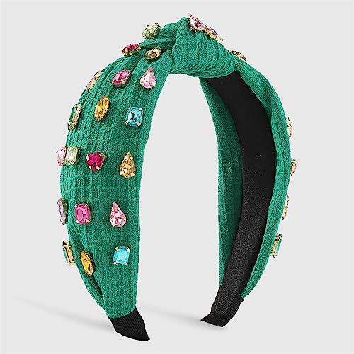 Waffelstrick Kristall Top Knoten Stirnband voller bunter Strass Haarbänder Tiara Haarschmuck for Frauen Erwachsene(GN) von TQVLNMCR